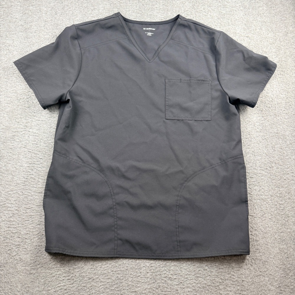 Scrubstar Women's M Medium V-Neck Scrub Top Black Short Sleeve Chest Pocket
